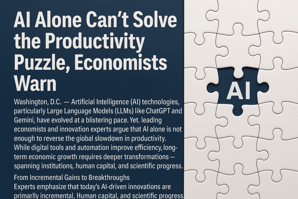 AI Alone Can’t Solve the Productivity Puzzle, Economists Warn