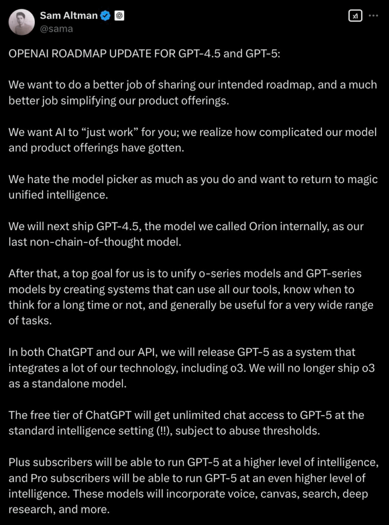 OpenAI CEO Sam Altman Confirms GPT-5 Will Be Powered by O3 Reasoning Model—And It’s Free OpenAI CEO Sam Altman Confirms GPT-5 Will Be Powered by O3 Reasoning Model—And It’s Free