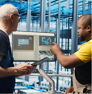 Collaborative robot with vision working alongside a human operator