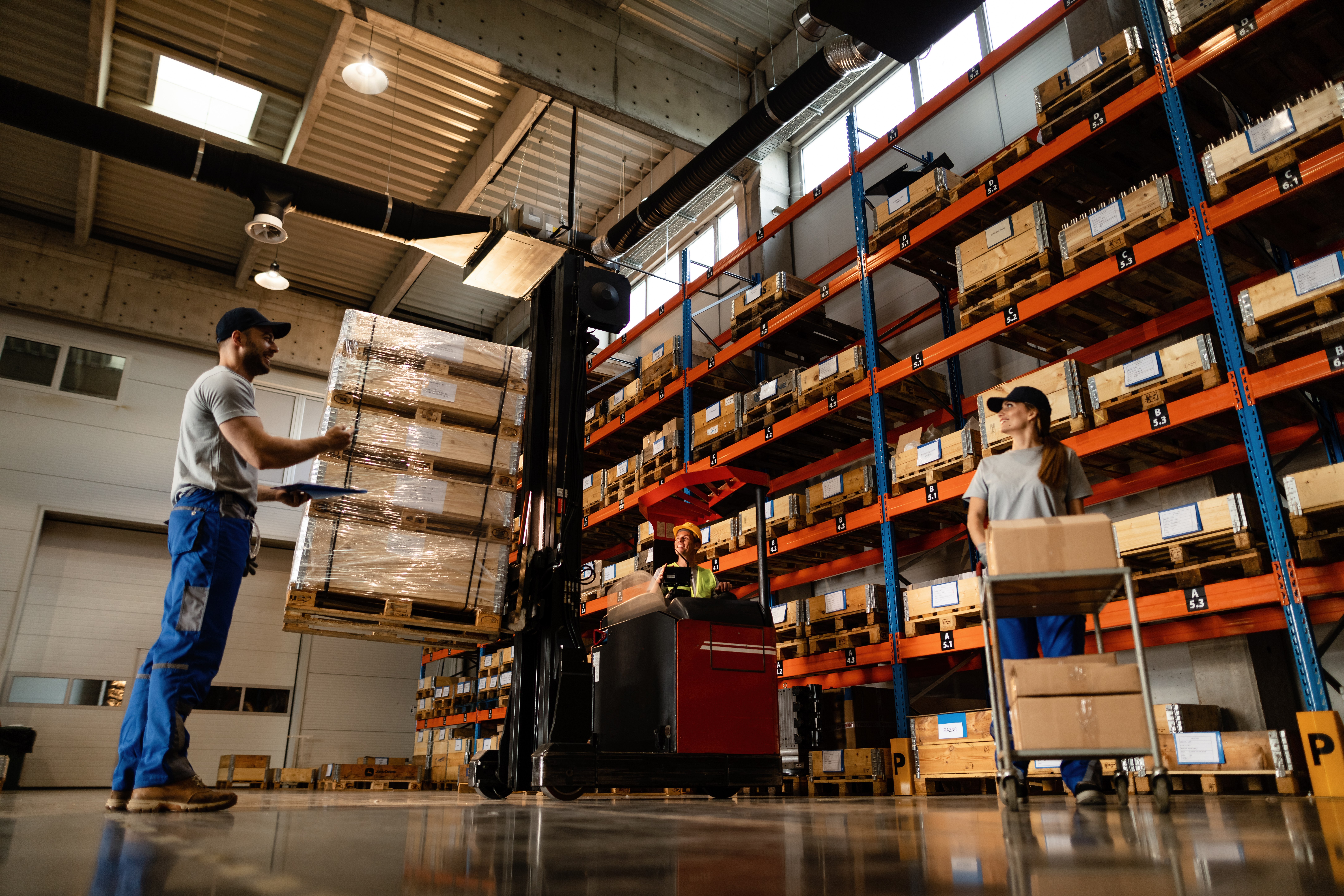 Barcode picking and putaway across multi-step warehouse routes