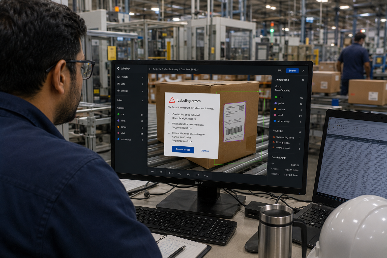 Real-time yield variance alerting an operator before packout begins