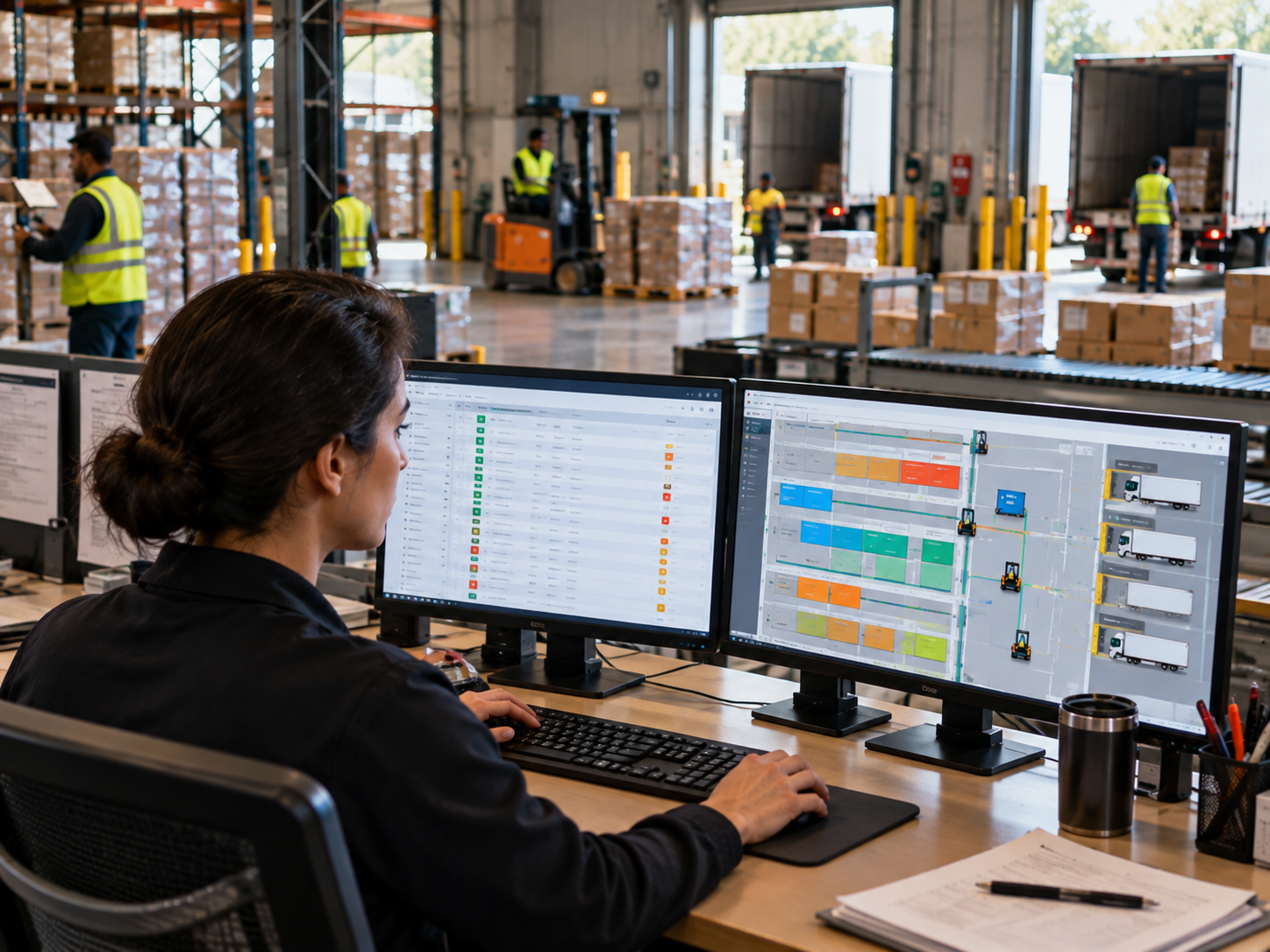 Pick wave release, carrier assignment and dock scheduling sequenced together