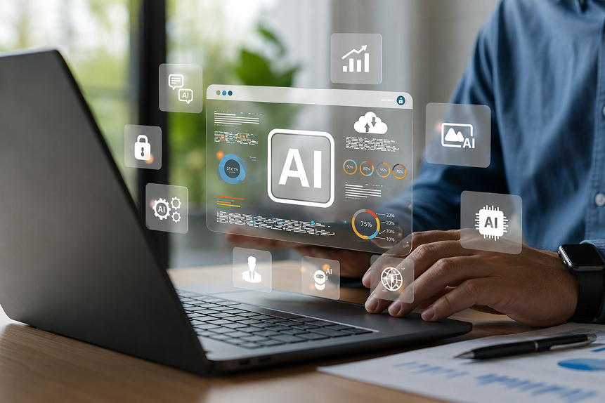 Leadership team scoring AI opportunities by ROI and readiness